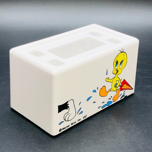 Vintage 1987 Looney Tunes TWEETY Bird Toothbrush Paste Holder - Retro Bathroom - Picture 5 of 10